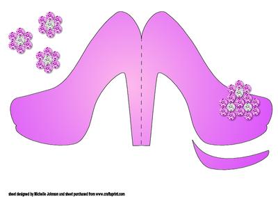 Pink Bling Bling Shoe Shaped Card
