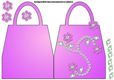 Pink Bling Bling Handbag Shaped Card