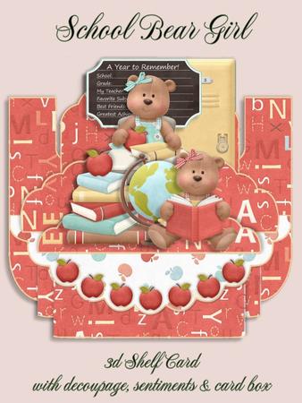 School Bear Girl 3D Shelf Card Kit