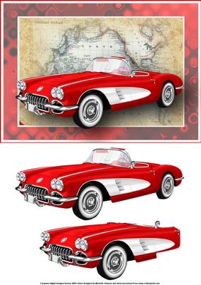 Red Vintage Sports Car Card Front