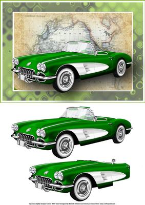 Green Vintage Sports Car Card Front