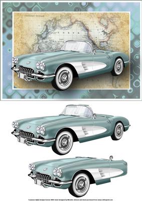 Light Teal Vintage Sports Car Card Front