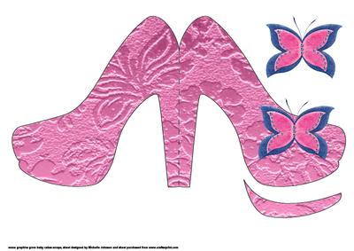 Pink Butterfly Shoe Shaped Card