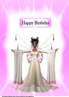 A4 Oriental Lady Pink Card