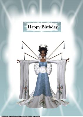 A4 Oriental Lady Blue Card