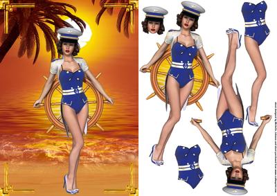Captain Girl in the Sunset Card Front