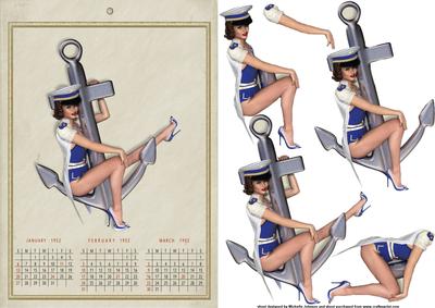 1950's Vintage Captain Calendar Girl Card Front