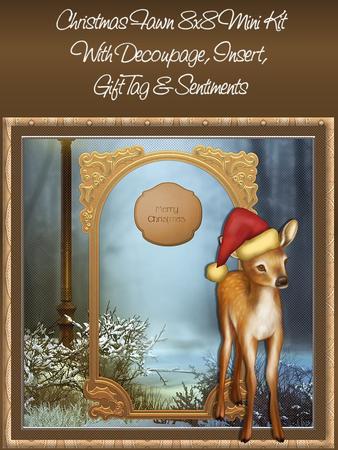 Christmas Fawn 8x8 Mini Kit with Decoupage