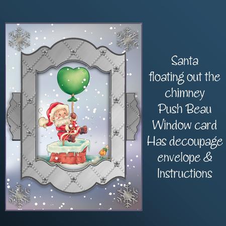 Santa Floating Out the Chimney Push to Beau Card Kit