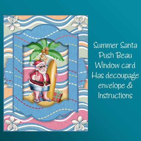 Summer Santa Push to Beau Christmas Card Kit