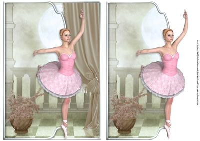 Pretty Ballerina Scallope Edge Faux Envelope Card