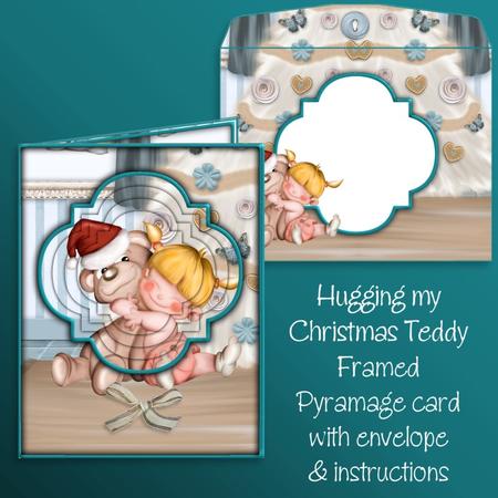 Hugging My Christmas Teddy Framed Pyramage Card Kit