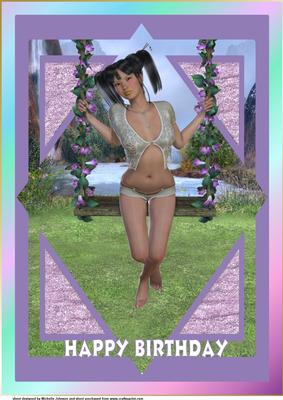 A4 Lady on a Swing Card