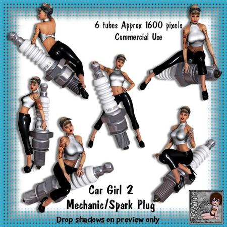 6 Car Girl Mechanic-spark Plug Poser Tubes 2