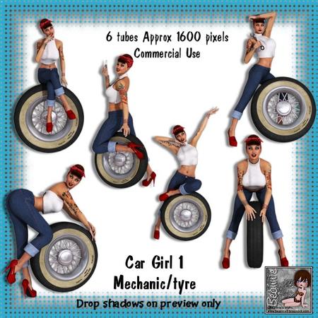 6 Car Girl Mechanic-tyre Poser Tubes 1