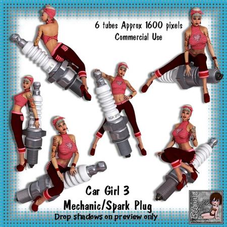 6 Car Girl Mechanic-spark Plug Poser Tubes 3