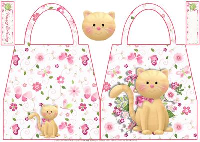 Brown Cat Handbag Shaped Card