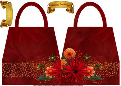 Dahlias Handbag Shaped Card