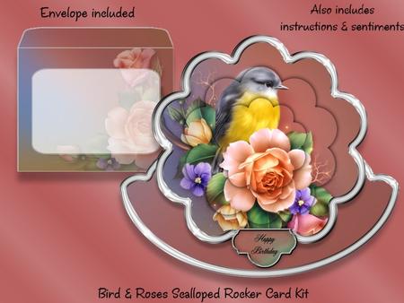 Bird and Roses Scalloped Rocker Card Kit