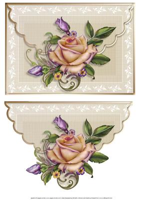 Pretty Roses Scalloped Edge Faux Envelope Card