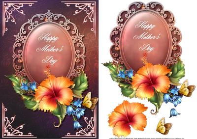 Mothers Day Hibiscus and Bells Card Front