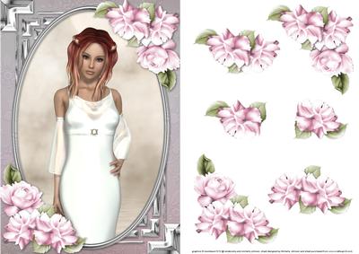 Lady in an Elegant White Dress and Roses