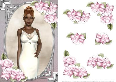 Ethnic Lady in an Elegant White Dress and Roses
