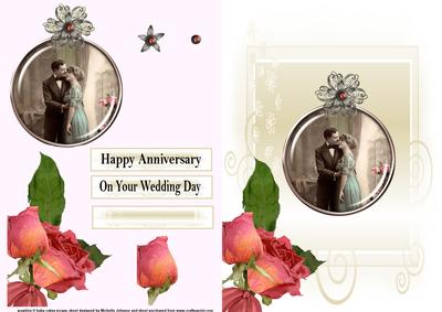 Anniversary or Wedding Card Front with Decoupage