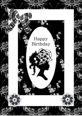 A4 Monochrome Cameo Lady Card 1