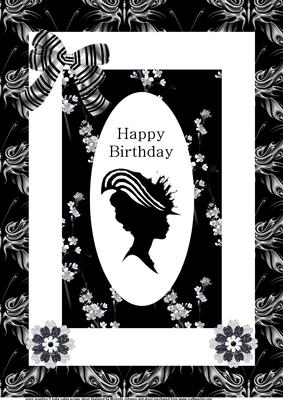 A4 Monochrome Cameo Lady Card 3