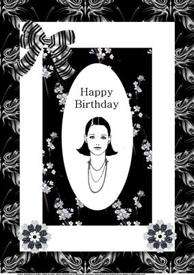 A4 Monocrome Lady Card