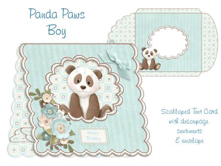 Panda Paws Boy (multi-use) Scalloped Tent Card Kit