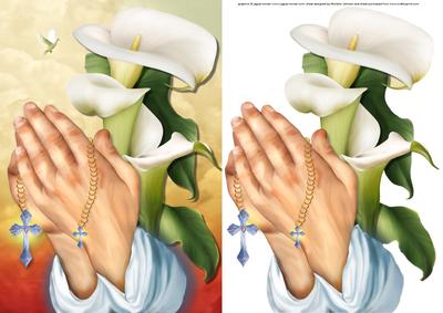 Praying Hands and Calla Lilies Religious or Sympathy Card