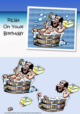 Relax It's Your Birthday Card Front with Decoupage