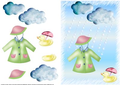 Spring Showers Card Front with Decoupage