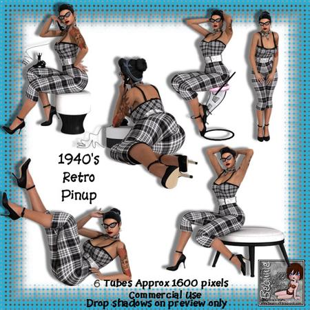 6 1940's Retro Pinup Poser Tubes