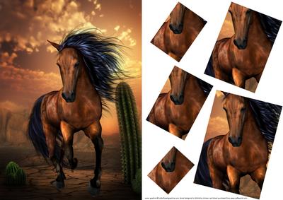 Horse Twisted Pyramid Card