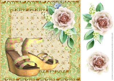 Platform Shoes and Roses 8x8 Card Front