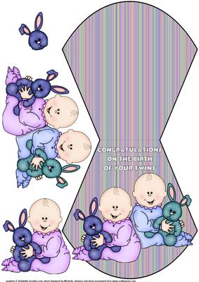 New Baby Twins Wobble Card 2