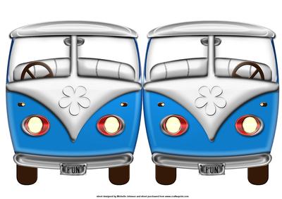 Blue Vw Beetle Van Shaped Quick Card