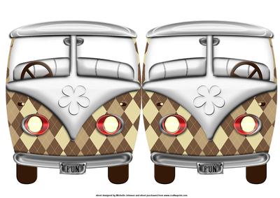 Tartan Vw Beetle Van Shaped Quick Card