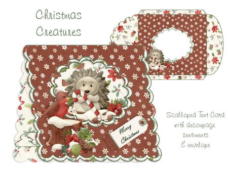 Christmas Creatures Scalloped Tent Card Kit