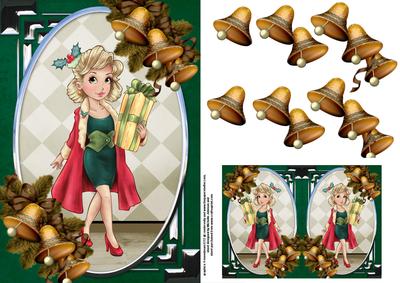 Christmas Shopping and Bells Card Front