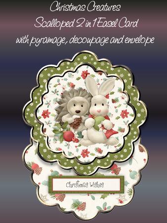 Christmas Creatures 2 in 1 Scalloped Easel Card Kit
