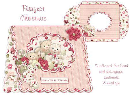 Purrfect Christmas Scalloped Tent Card Kit