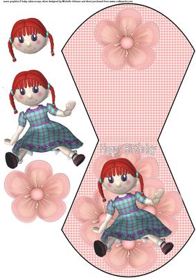 Rag Doll Girl Birthday Wobble Card