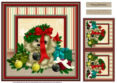 Christmas Pup 7.5x7.5 Topper and Gift Card