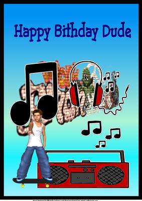 A4 Birthday Skateboarder Dude Card