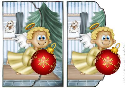 Christmas Angel Fancy Edge Faux Envelope Card