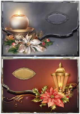Christmas Candle, Lantern and Poinsettia Toppers